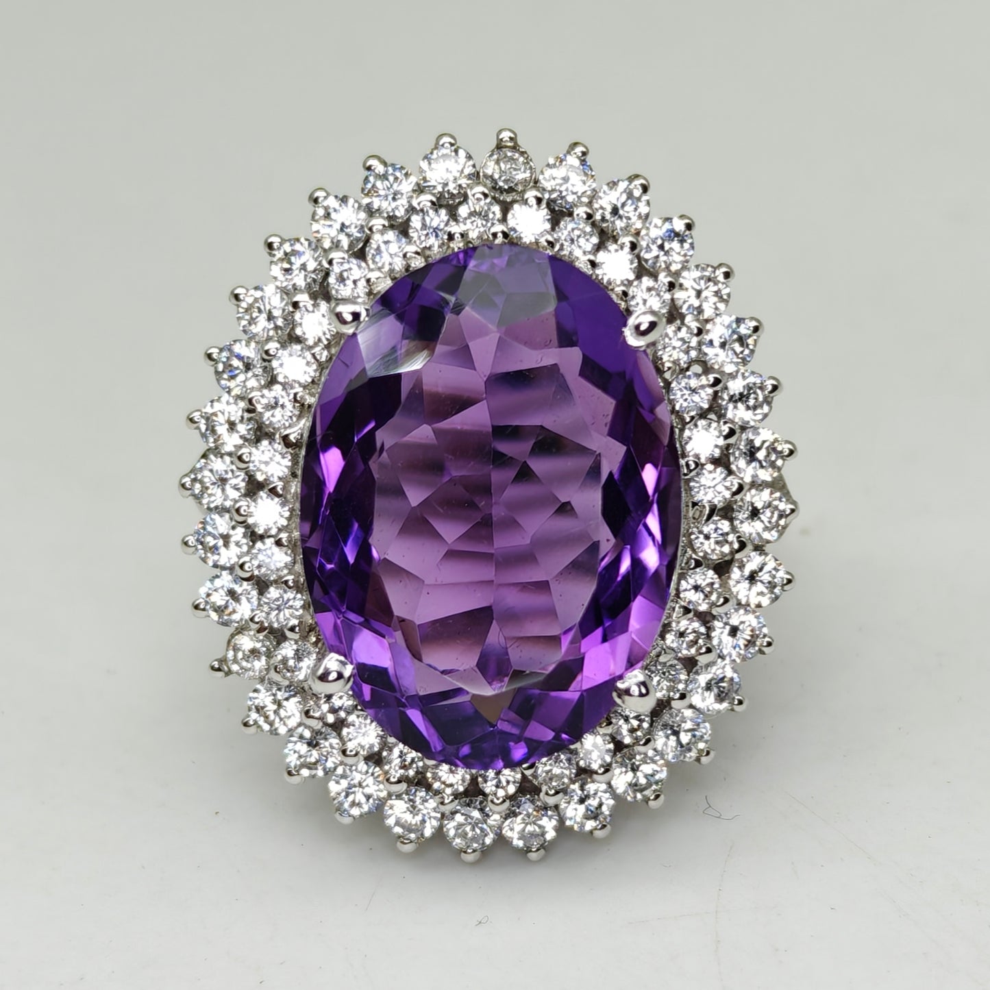 Natural Amethyst Ring for Women – 925 Sterling Silver Oval Cut Gemstone Statement Ring