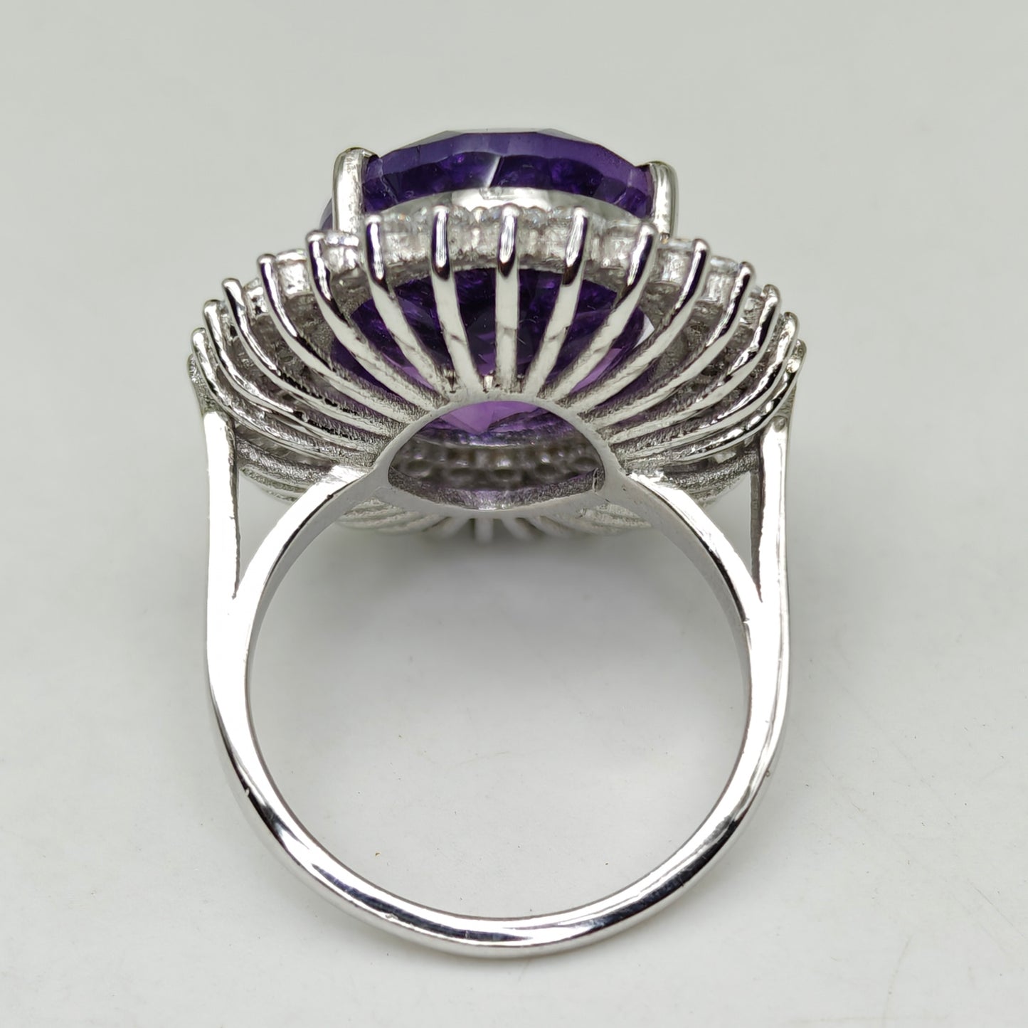 Natural Amethyst Ring for Women – 925 Sterling Silver Oval Cut Gemstone Statement Ring