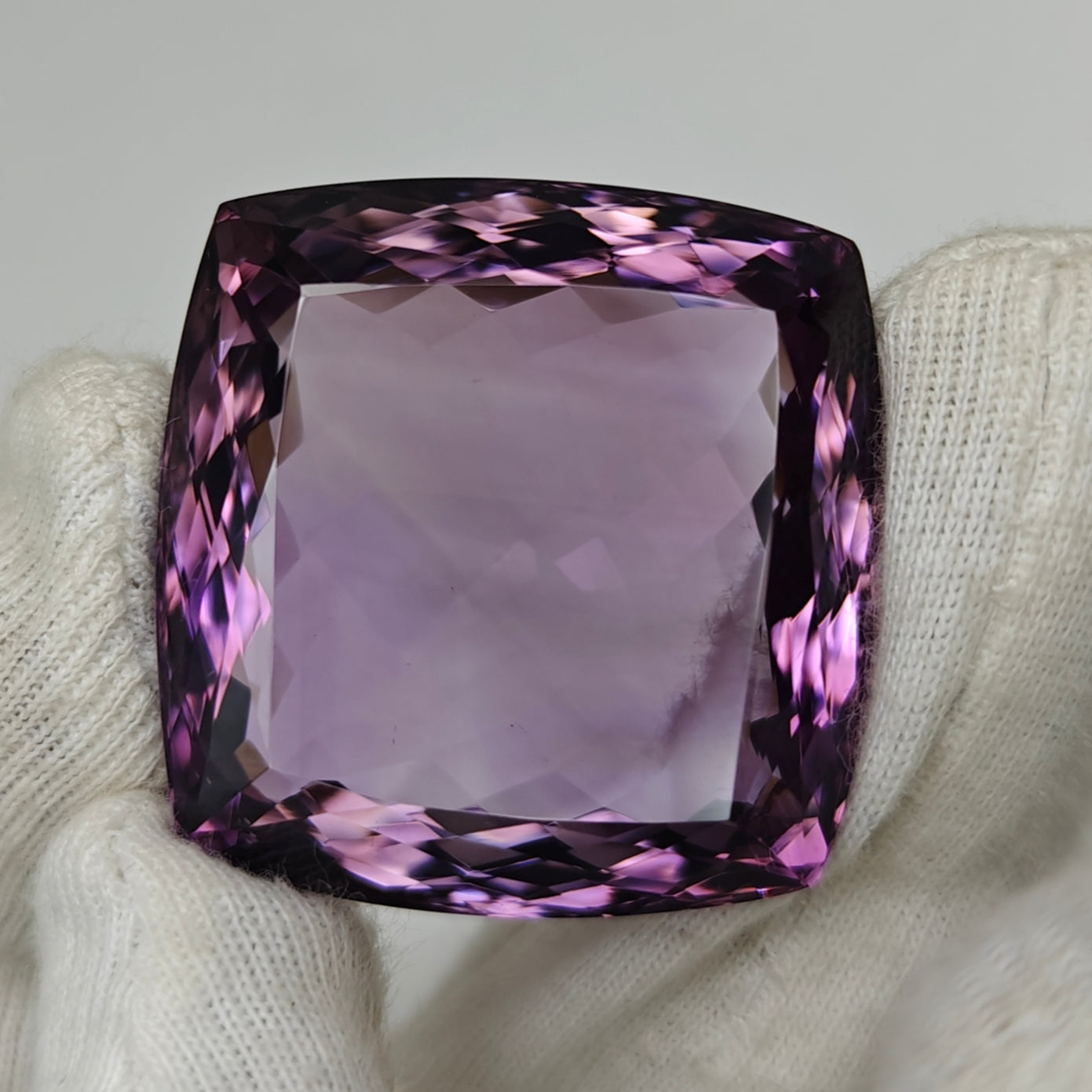 128.70 Ct Natural Cushion-Cut Amethyst Gemstone – Deep Purple Beauty, Large Amethyst Cushion.