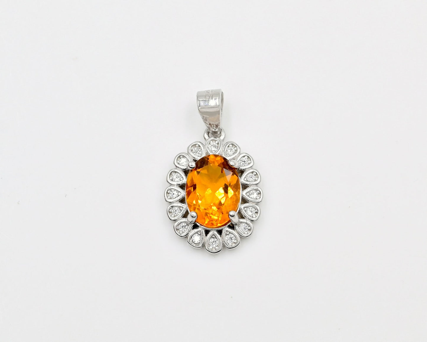 Natural Citrine Jewelry Set – Oval 9x7mm Gemstones in Halo Design | Ring, Pendant, Earrings | Sterling Silver Set