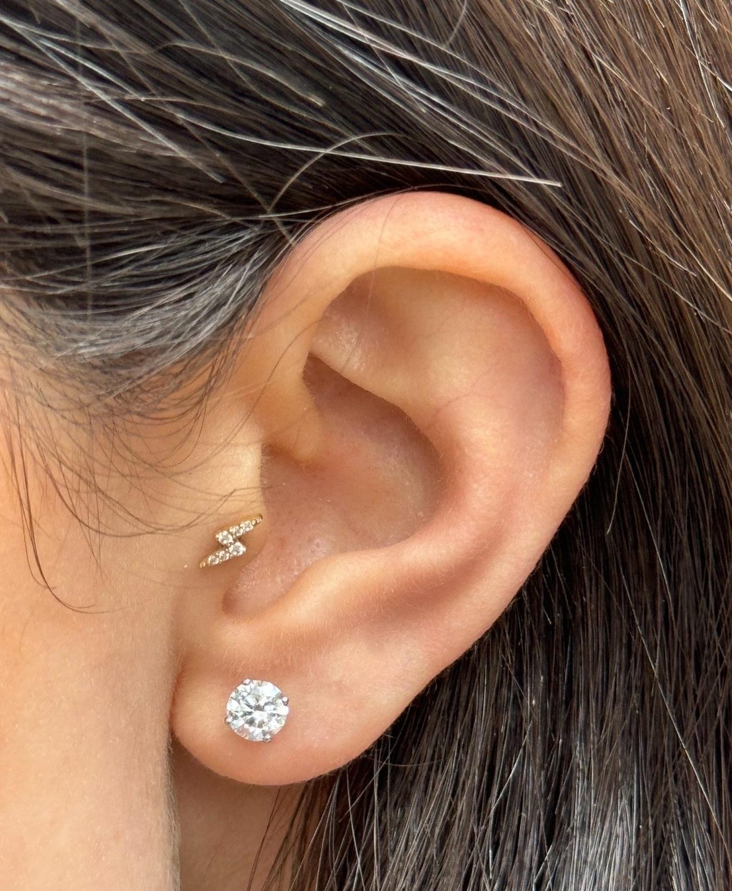 Lab Grown Diamond Stud Earrings Pair in 18K Gold – Available in 1 to 3 Carat Sizes.